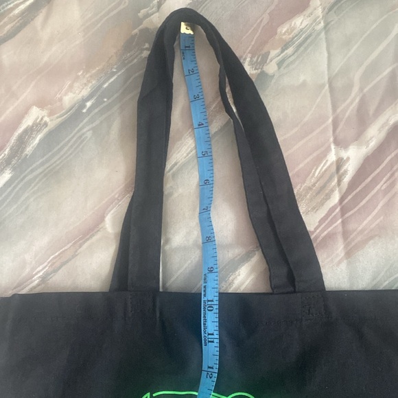 Reusable tote says Rethink Food black and green about 15 in long x 14.5 in wide. - Picture 7 of 7